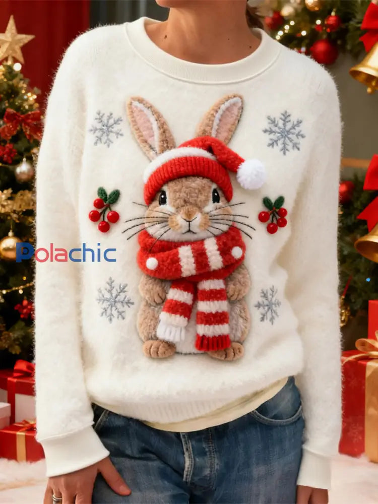 Sweat à capuche en flanelle de lapin flocon de neige pour femmes Blanc / S