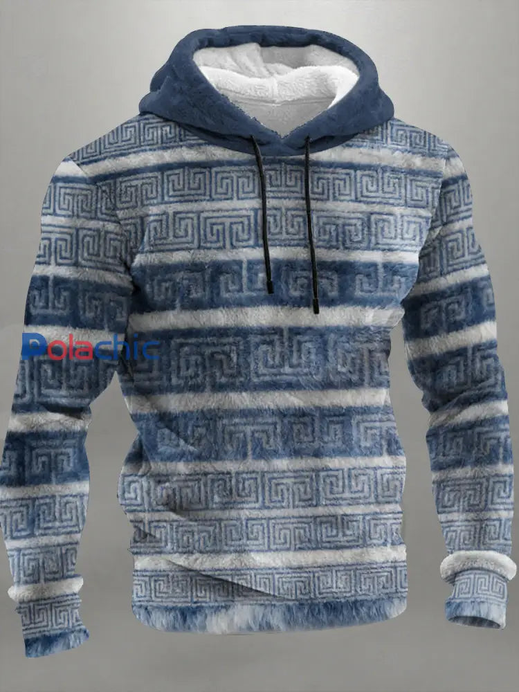Sweat à capuche en flanelle Greek key Art Homme Bleu / S