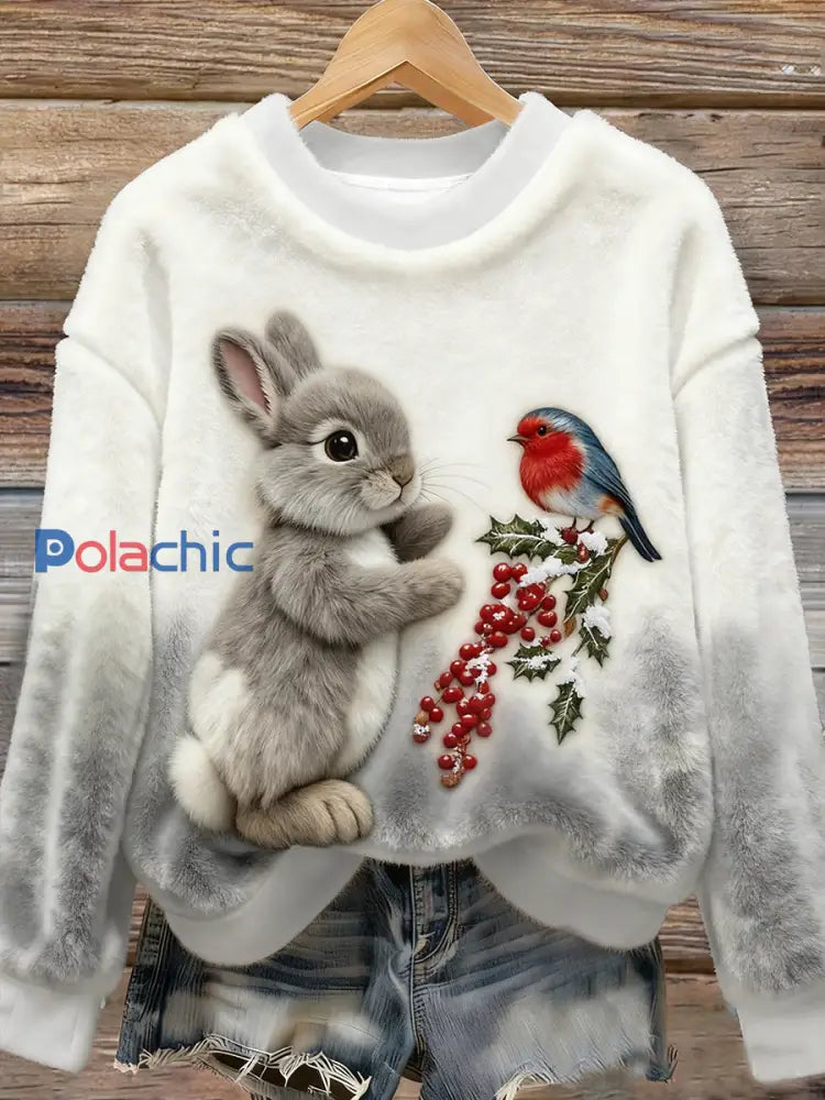 Sweat à Capuche en Flanelle Lapin de Noël Femme comme image / S
