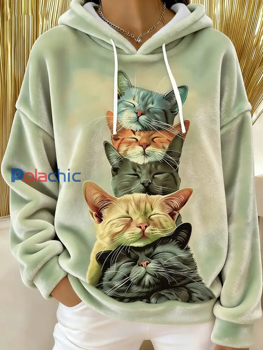 Sweat à capuche en flanelle mignon pour femme