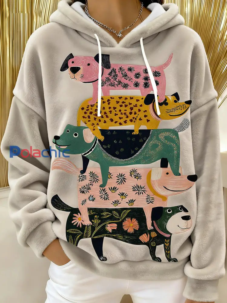 Sweat à capuche en flanelle mignon pour femme comme image / S