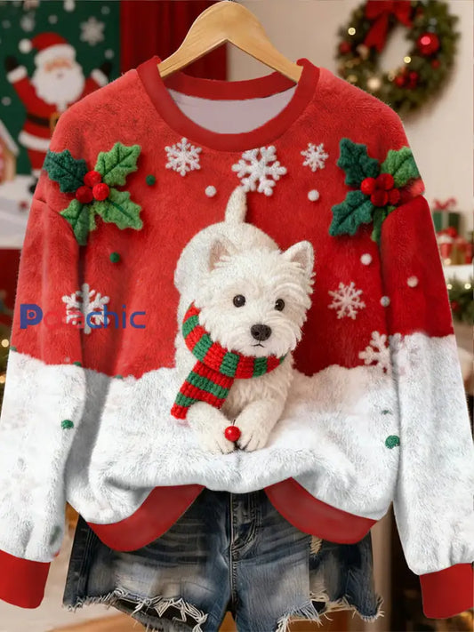 Sweat à Capuche en Flanelle Motif Chien Mignon pour Femme comme image / S