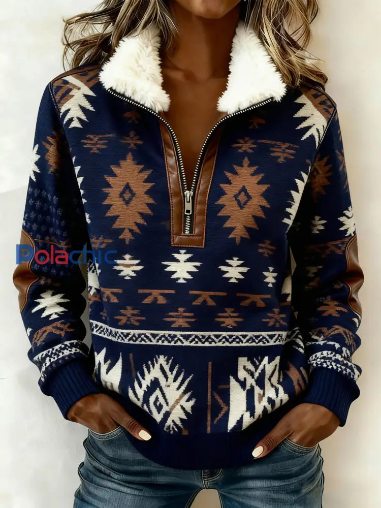 Sweat à capuche en molleton composite décontracté imprimé western vintage pour femmes comme image / S