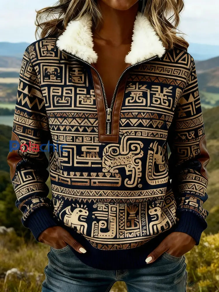 Sweat à capuche en molleton composite décontracté imprimé western vintage pour femmes comme image / S
