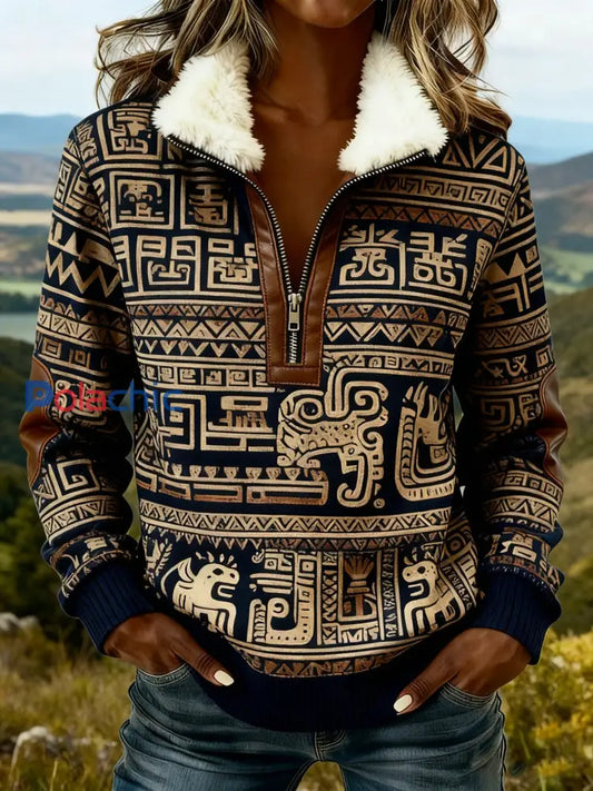 Sweat à capuche en molleton composite décontracté imprimé western vintage pour femmes comme image / S