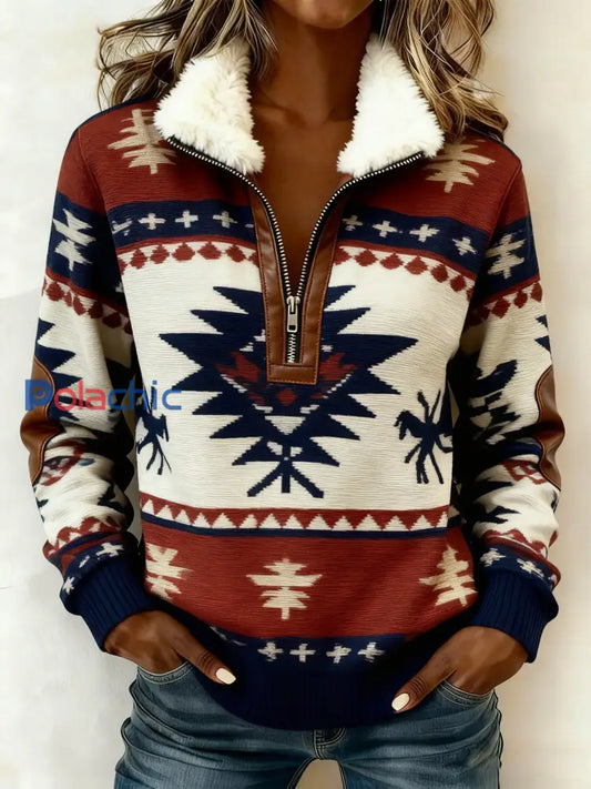 Sweat à capuche en molleton composite décontracté imprimé western vintage pour femmes comme image / S