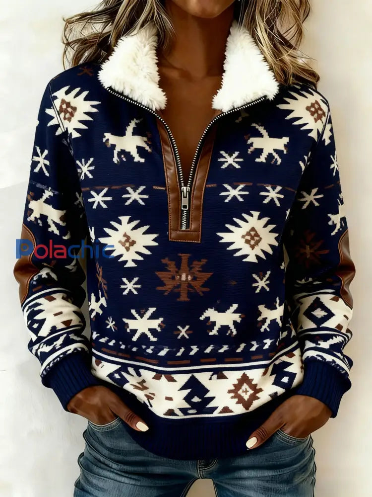 Sweat à capuche en molleton composite décontracté imprimé western vintage pour femmes comme image / S