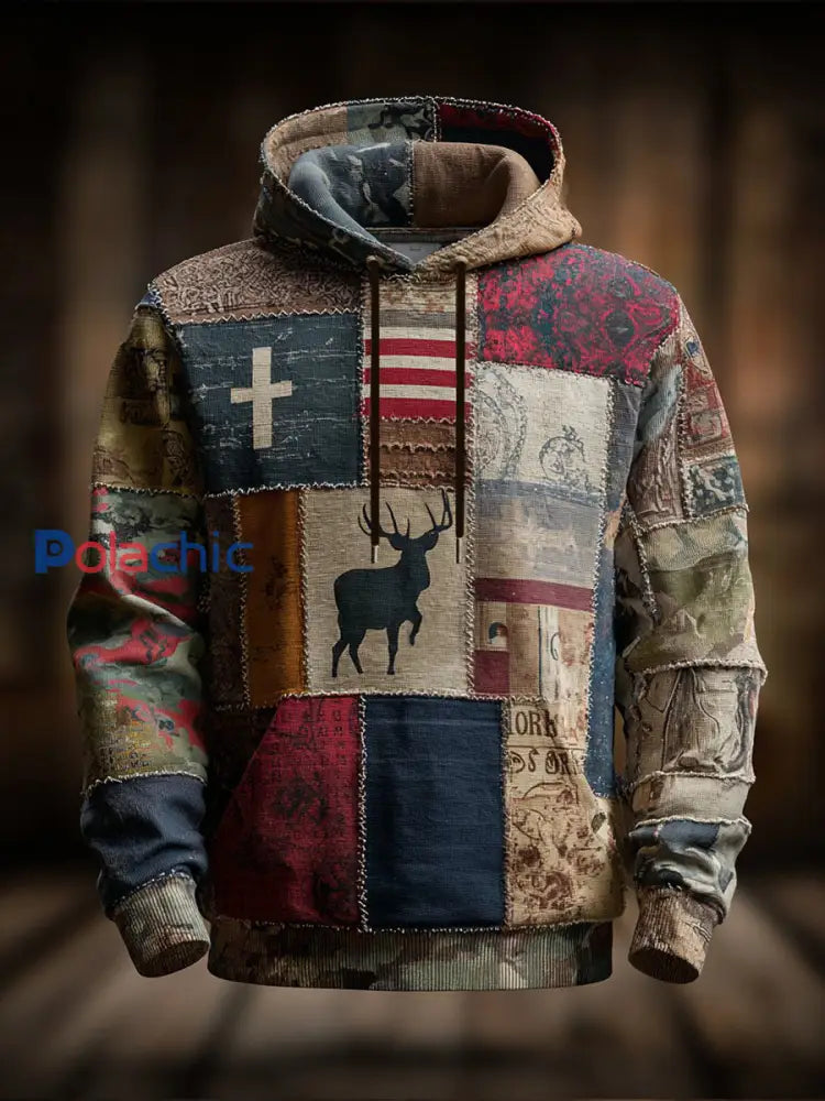 Sweat à capuche à épaules dénudées Vintage Elk Homme comme image / S