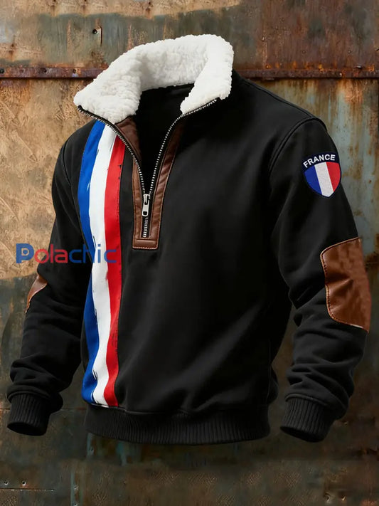 Sweat à capuche French Stamp Baggy zZip Homme Noir / S