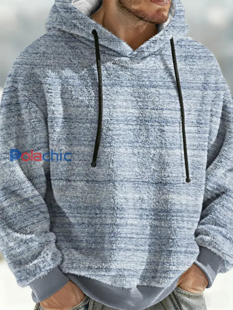 Sweat à capuche géométrique en flanelle pour hommes Bleu clair / S