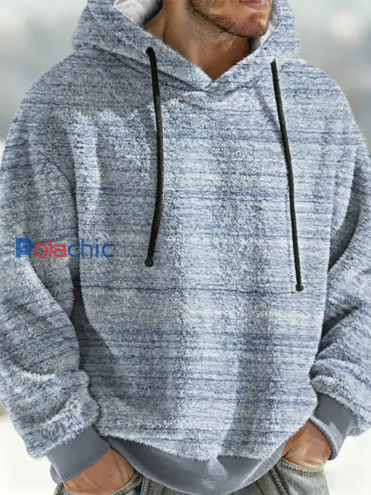 Sweat à capuche géométrique en flanelle pour hommes Bleu clair / S