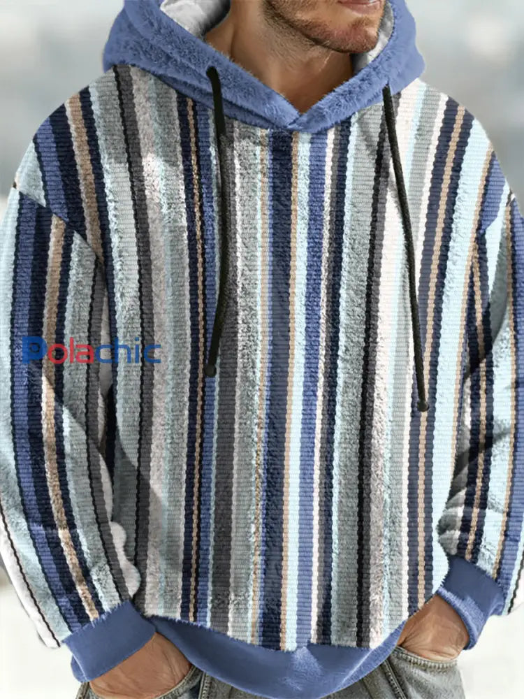 Sweat à capuche géométrique en flanelle pour hommes Bleu clair / S