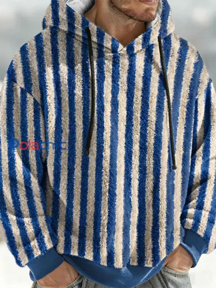 Sweat à capuche géométrique en flanelle pour hommes Bleu / S