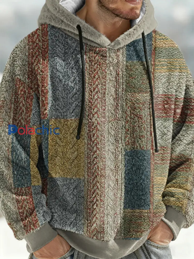 Sweat à capuche géométrique en flanelle pour hommes comme image / S