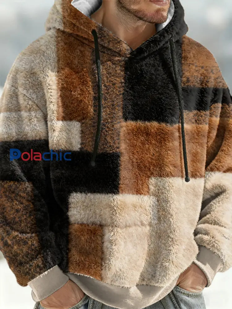 Sweat à capuche géométrique en flanelle pour hommes comme image / S