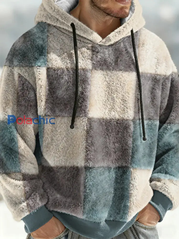 Sweat à capuche géométrique en flanelle pour hommes comme image / S