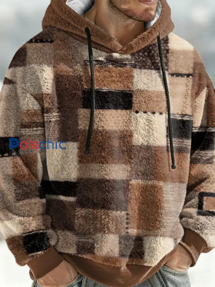 Sweat à capuche géométrique en flanelle pour hommes comme image / S