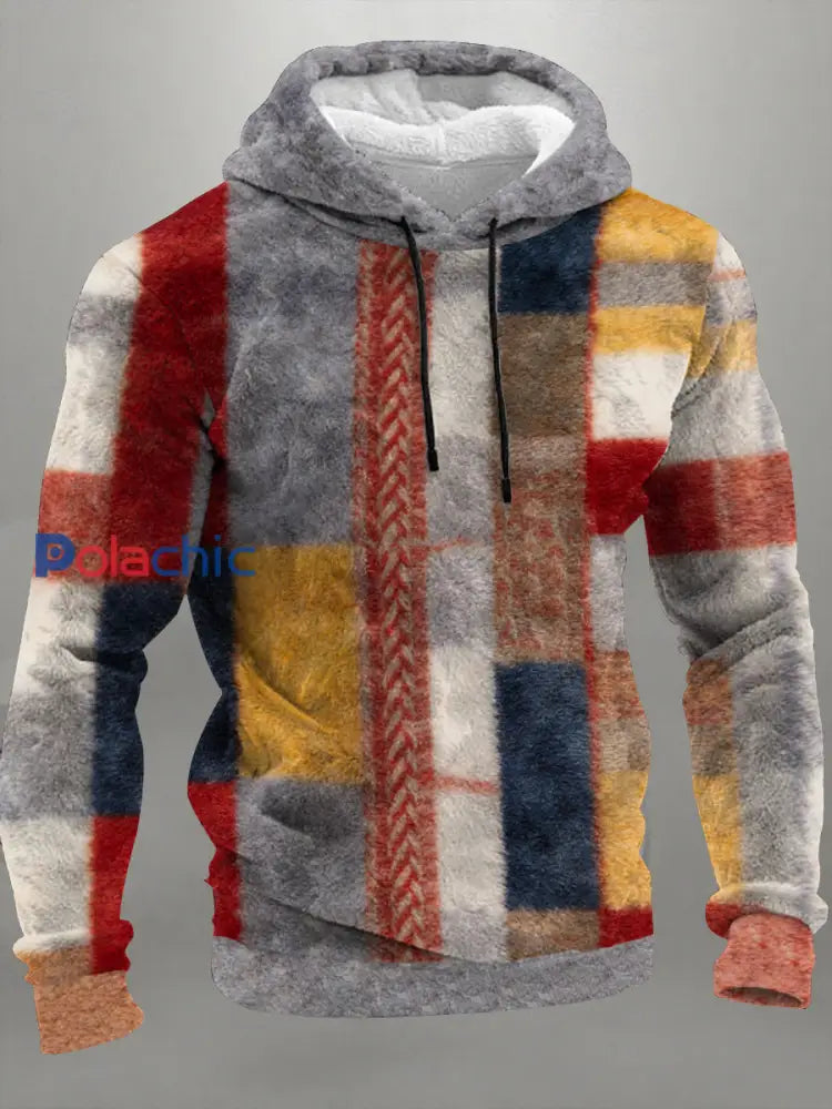 Sweat à capuche géométrique en flanelle pour hommes comme image / S