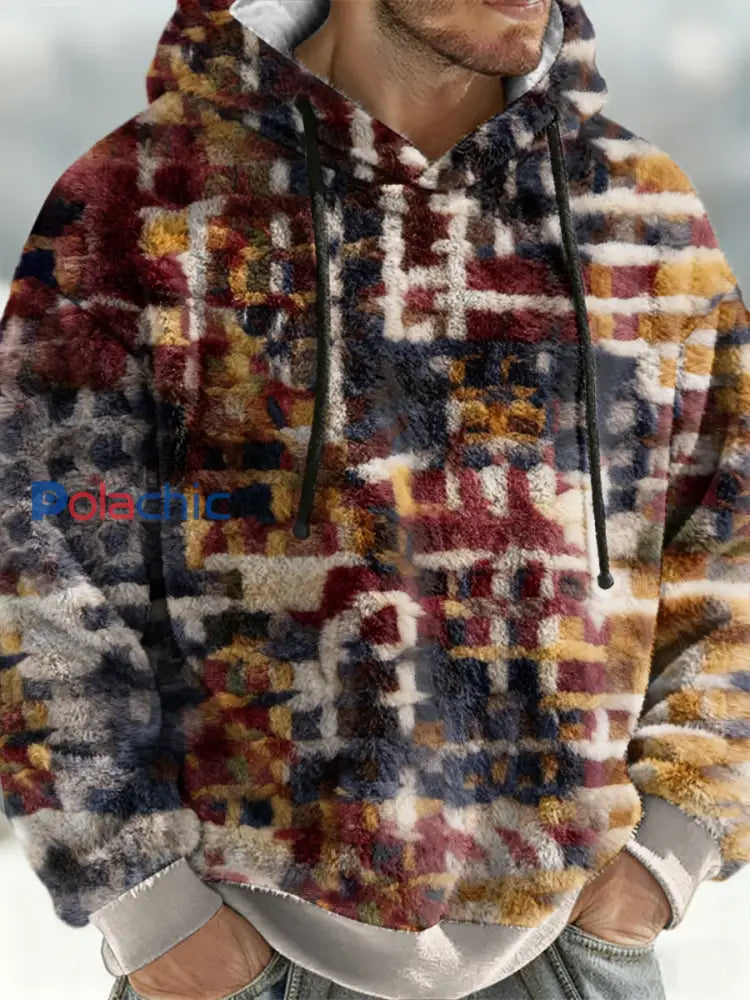 Sweat à capuche géométrique en flanelle pour hommes comme image / S