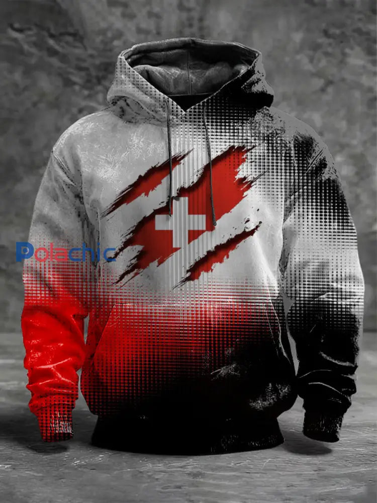 Sweat à capuche à imprimé dégradé Dynamic Grunge Swiss Cross Homme Multicolore / S