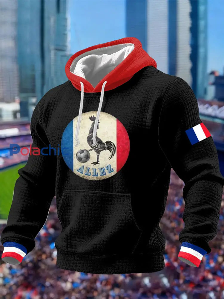 Sweat à capuche imprimé France Soccer pour homme Noir / S