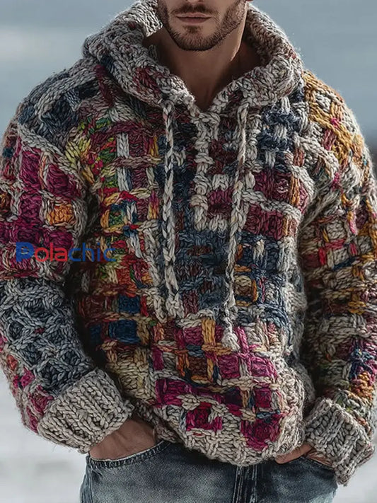 Sweat à capuche à motif géométrique pour hommes comme image / S