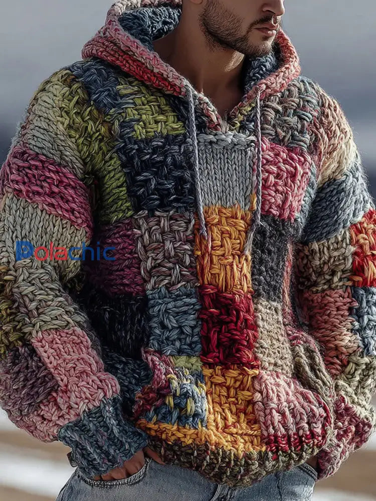 Sweat à capuche à motif géométrique pour hommes comme image / S