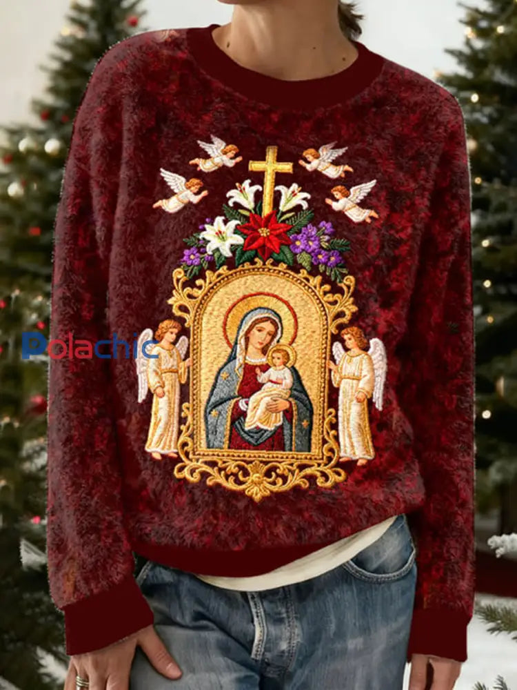 Sweat à capuche Nativity Flannel Femme rouge profond / S