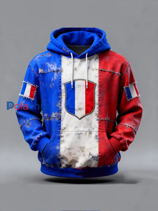 Sweat à capuche surdimensionné à épaules dénudées avec poches French Stamp comme image / S