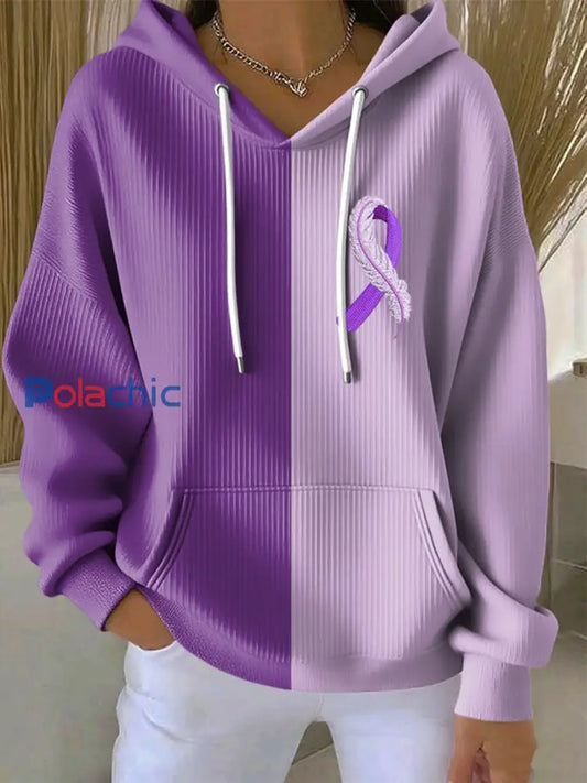 Sweat à capuche texturé casual colibri violet pour femmes comme image / S