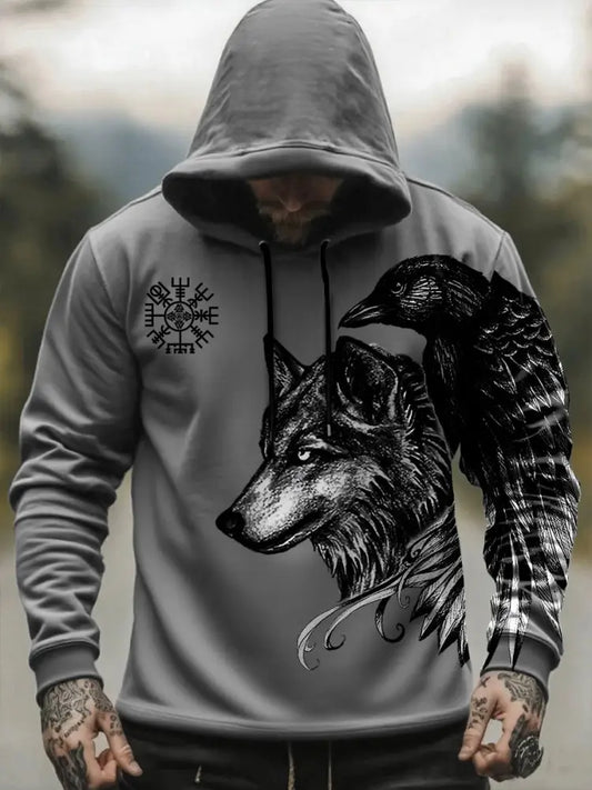 Sweat à capuche Viking pour homme Gris / S