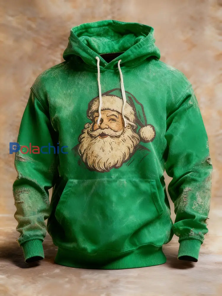 Sweat à capuche Vintage Santa Claus Homme Vert / S