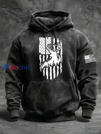 Sweat à capuche Western Deer Flag Homme noir / S