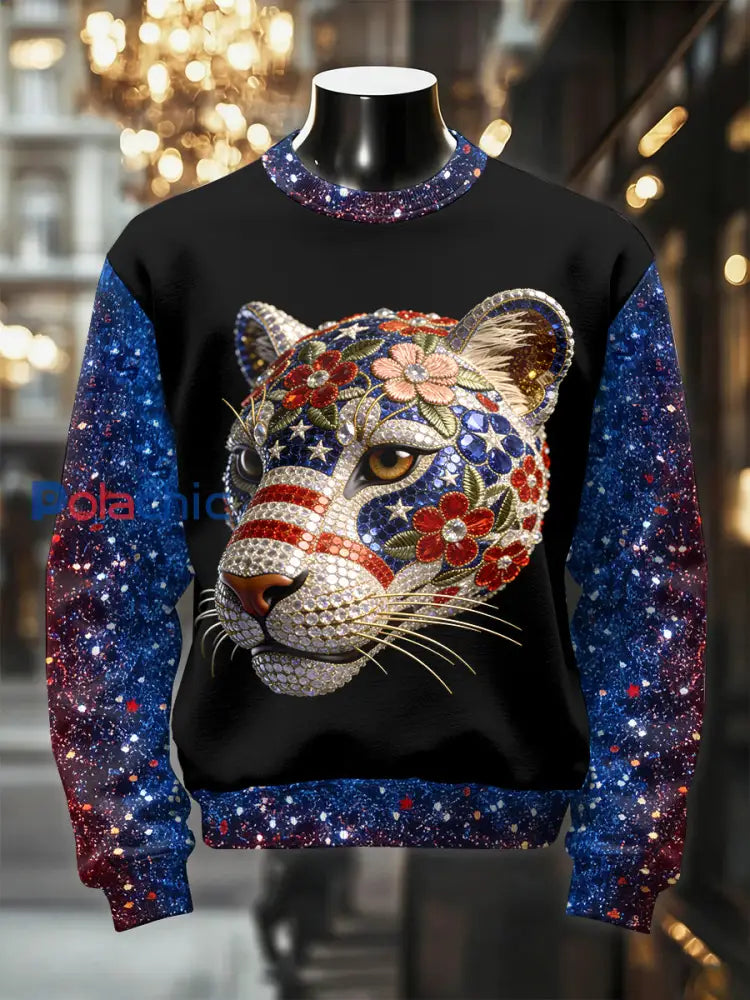 Sweat décontracté à imprimé léopard rétro luxueux pour hommes comme image / S