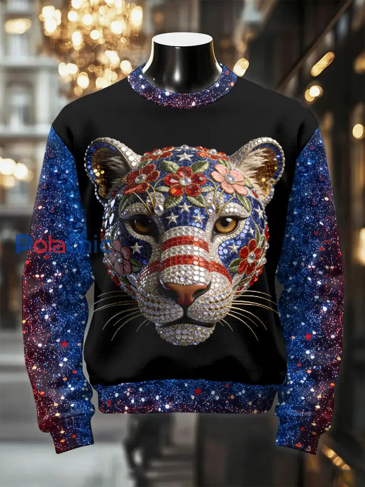 Sweat décontracté à imprimé léopard rétro luxueux pour hommes comme image / S