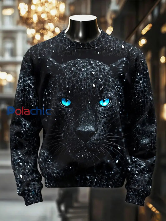 Sweat décontracté à imprimé léopard rétro luxueux pour hommes comme image / S