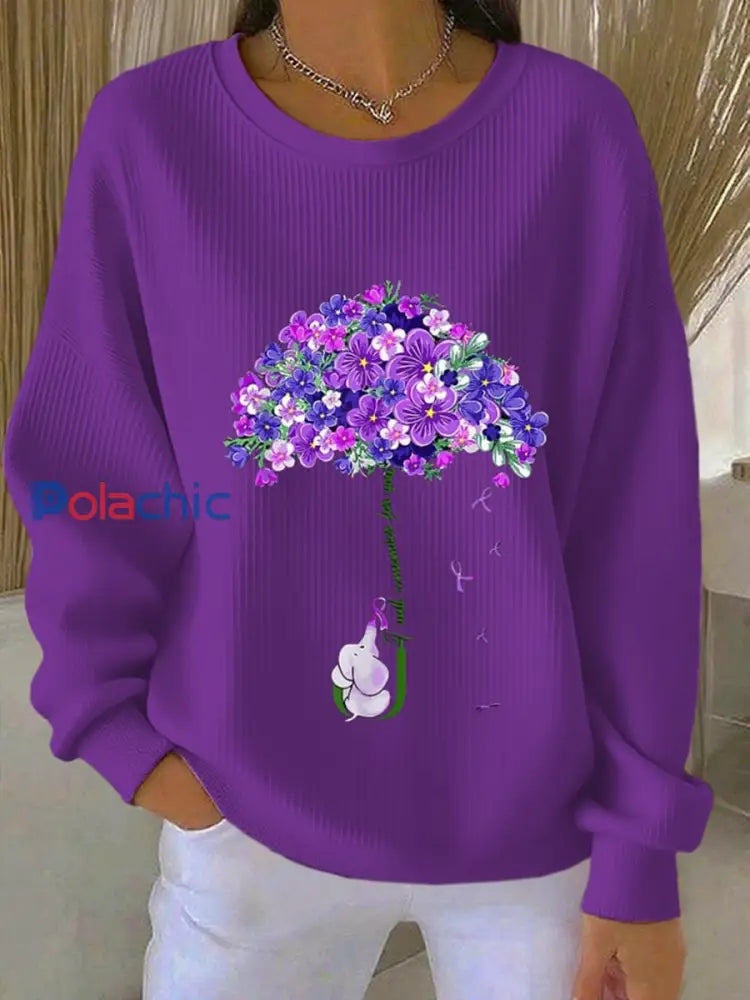 Sweat femme violet floral décontracté violet foncé / S