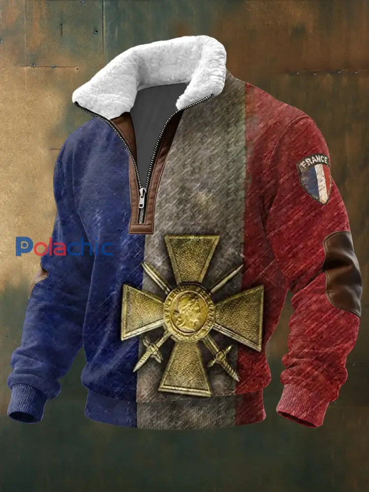 Sweat Homme Français Mécanique Vintage Col Montant Multicolore / S