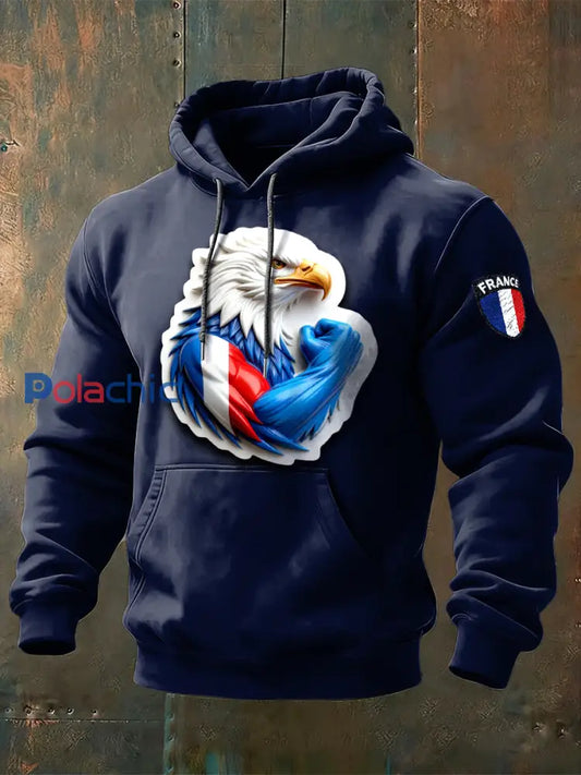 Sweat Homme French Eagle Bleu Profond À Capuche Bleu Marine / S