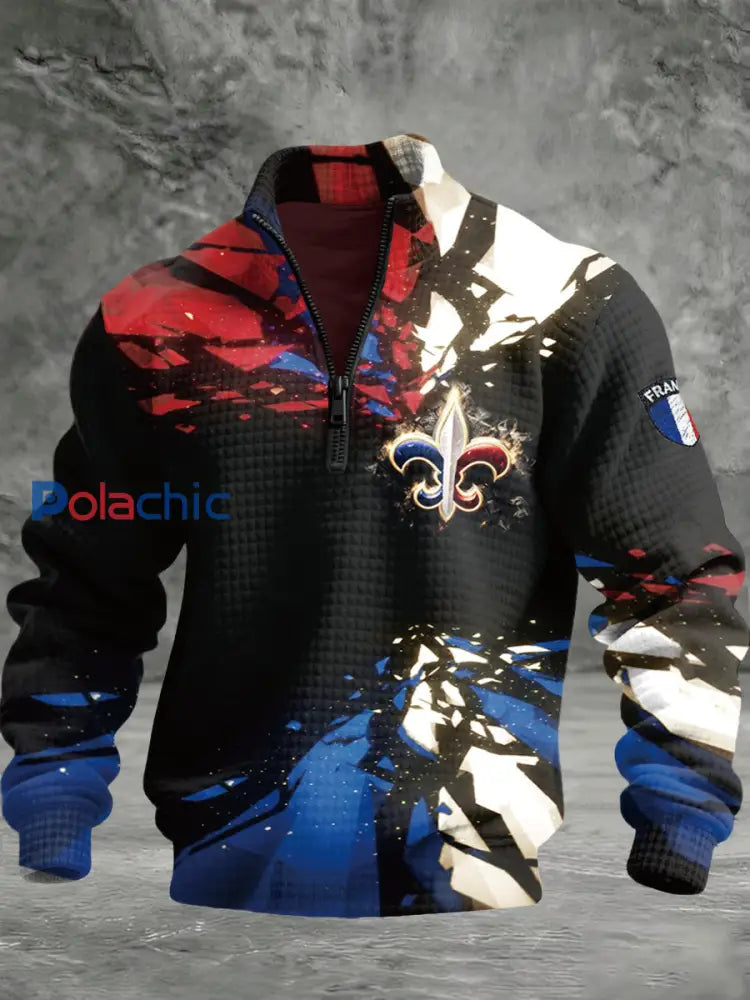 Sweat Homme French Iris Print Noir / S