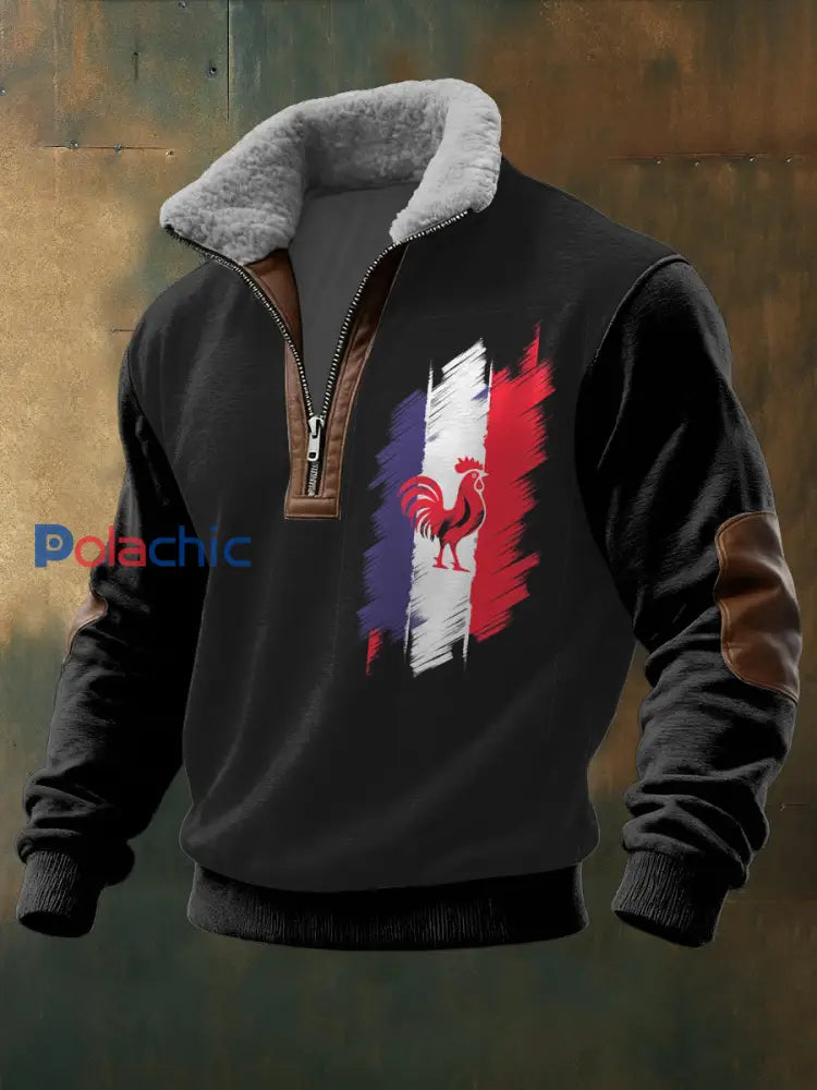 Sweat Homme French Rooster Logo Noir À Col Montant Noir / S