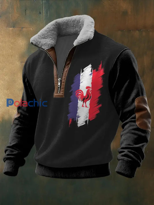 Sweat Homme French Rooster Logo Noir À Col Montant Noir / S