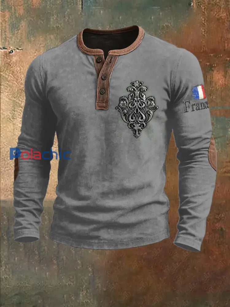 Sweat Homme Gris Imprimé French Iris Gris / S