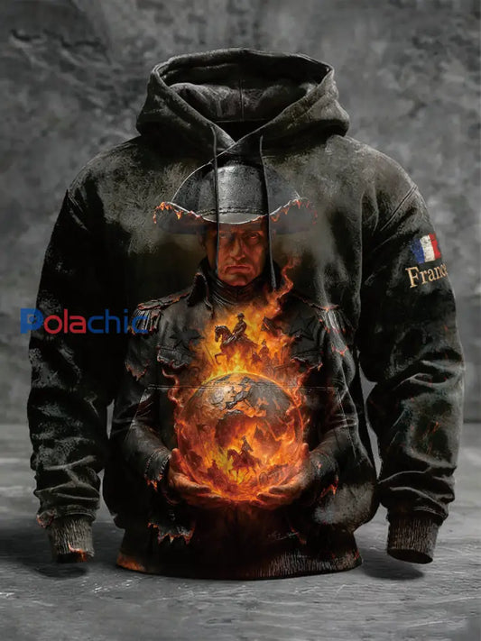 Sweat Homme Imprimé Napoléon Français Décontracté Noir / S
