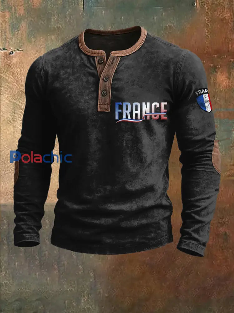 Sweat Homme Patchwork Imprimé Français Noir Noir / S
