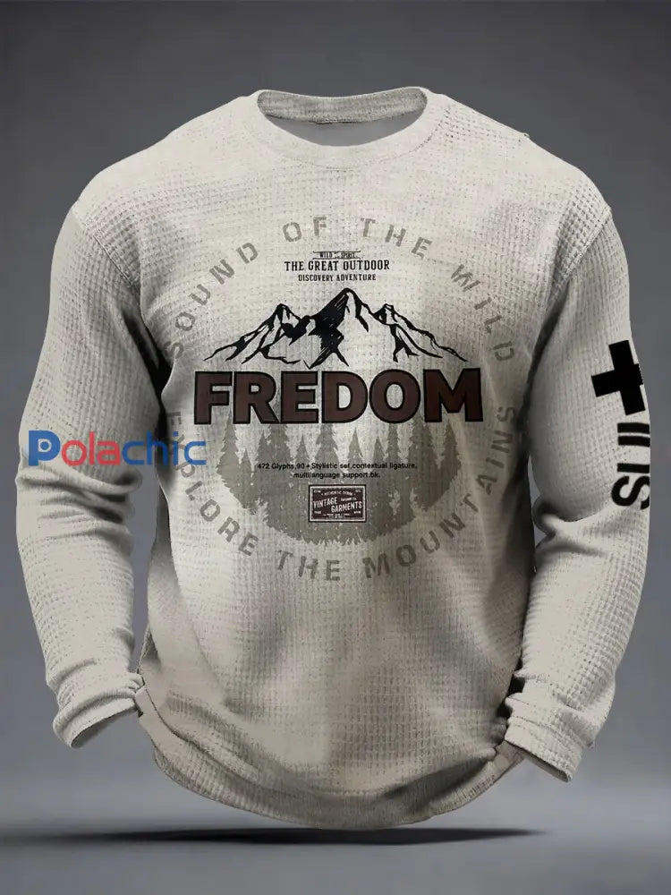 Sweat Homme Rustique Montagne ’Liberté’ Thème Suisse Sweat-shirt Multicolore / S