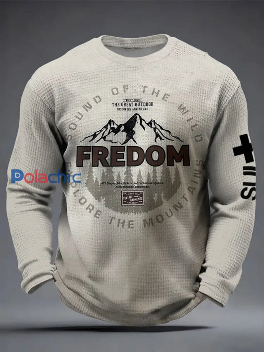 Sweat Homme Rustique Montagne ’Liberté’ Thème Suisse Sweat-shirt Multicolore / S