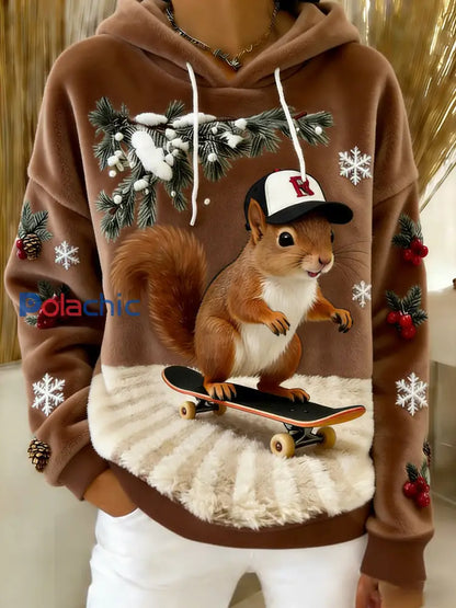 Sweat-shirt à capuche en flanelle à imprimé animal rétro femme B / S