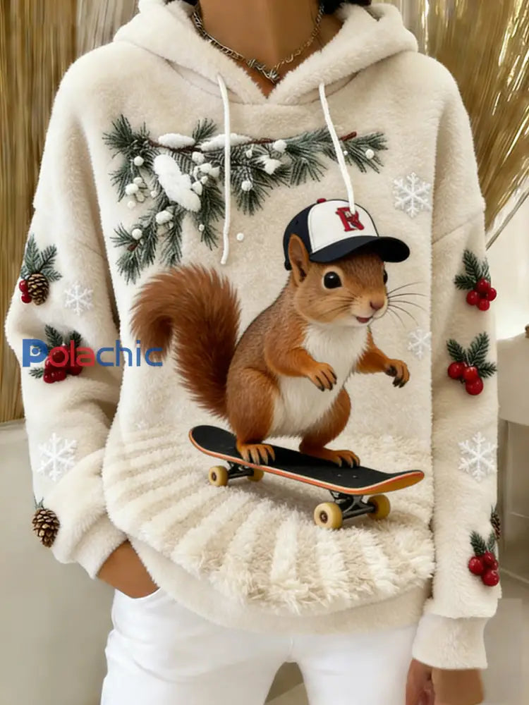 Sweat-shirt à capuche en flanelle à imprimé animal rétro femme A / S