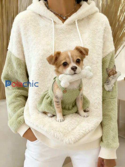 Sweat-shirt à capuche en flanelle à imprimé animal rétro femme A / S